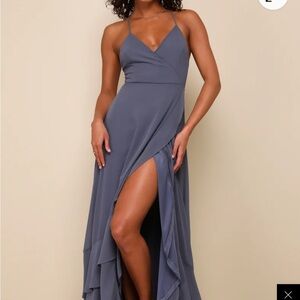Lulu's Slate Blue Maxi Dress